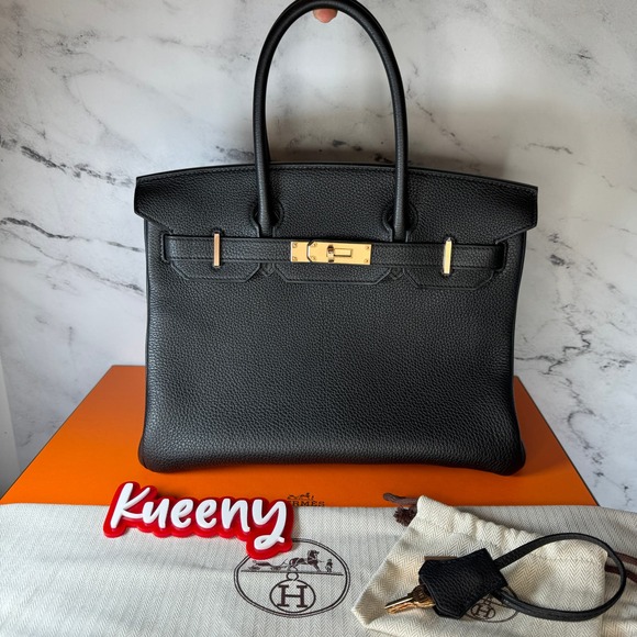 Hermes Birkin 30 Bag Black Togo with Rose Gold Hardware B30 Handbag Authentic - Picture 16 of 16